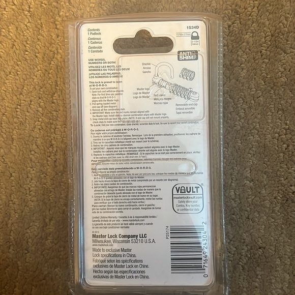 MASTER LOCK "WORD" COMBO COMBINATION PADLOCK #1534D ~ White & Blue - Picture 2 of 2